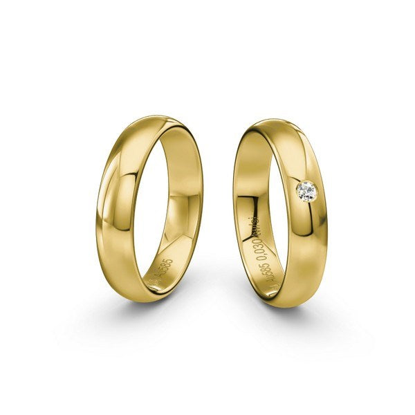 Romantisk Siersbøl vielsesringe i 14 eller 9 karat guld med 0,03 ct diamant